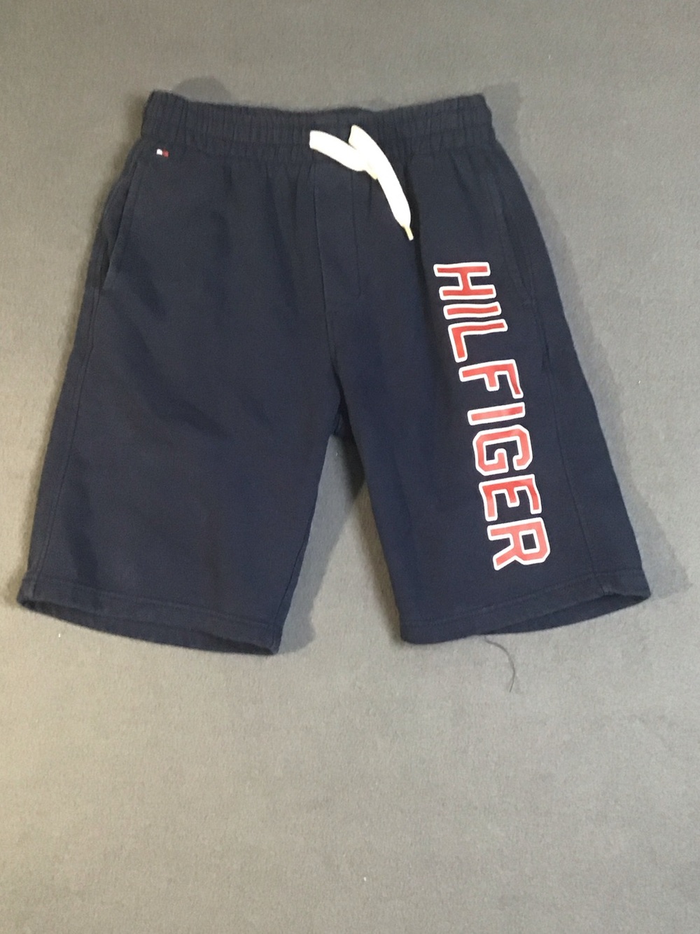 Tommy Hilfiger Navy Athletic Shorts with Red Logo